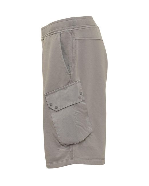 C P Company Gray Elastic Waist Shorts for men