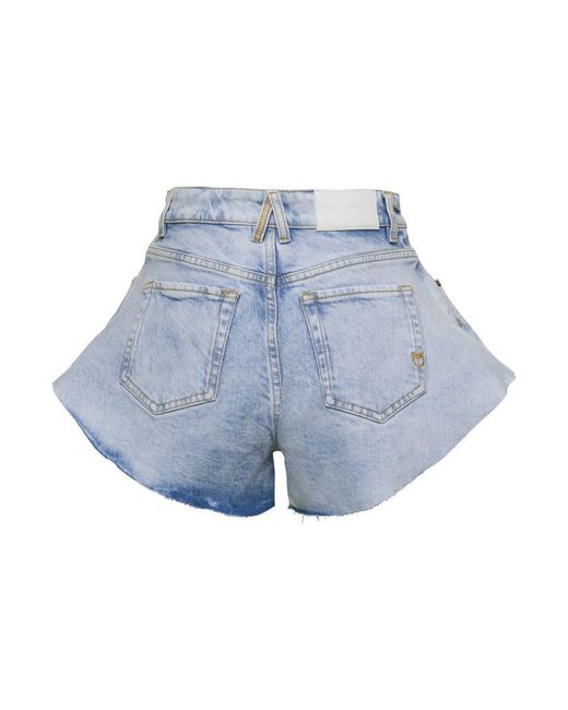 Pinko Blue Light Shorts With Logo Patch And Embroidery