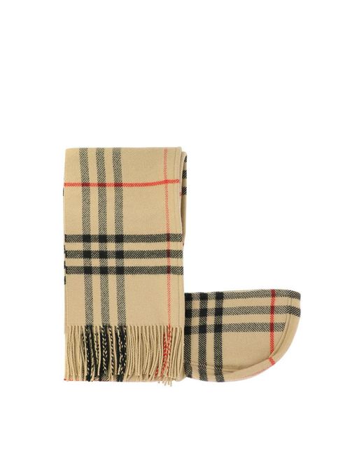 Burberry Natural Check Wool Cashmere Hooded Scarf for men