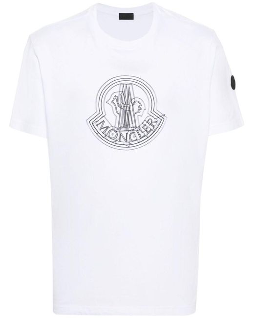 Moncler White Appliqué-Logo Cotton T-Shirt for men