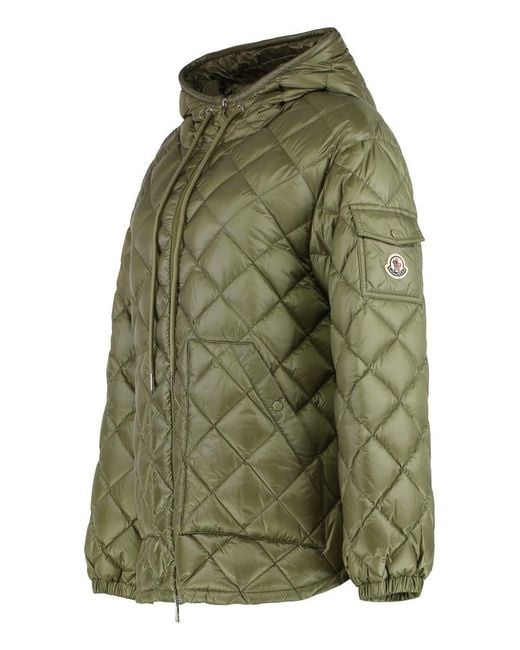 Moncler Green Nylon Down Jacket With Hood