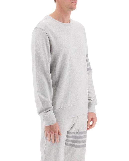 Thom Browne White Cotton 4 Bar Sweatshirt for men