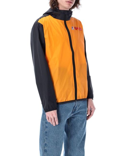 COMME DES GARÇONS PLAY Orange Bicolor Waterproof Zip Jacket With Hood