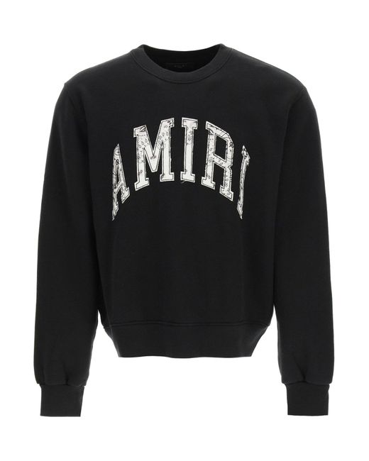 Amiri Cotton Varsity Crew Sweatshirt in Black for Men - Lyst