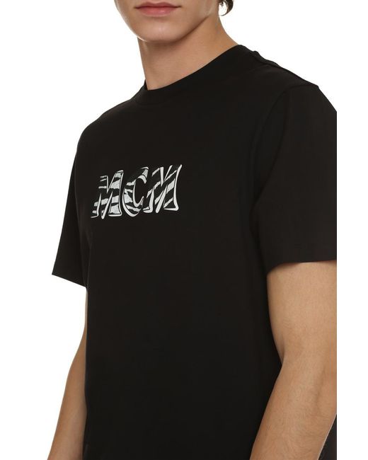 MCM Black Cotton Crew-neck T-shirt for men