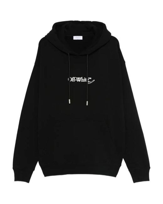Off-White c/o Virgil Abloh Black Back And Front Logo-Embroidered Hoodie for men