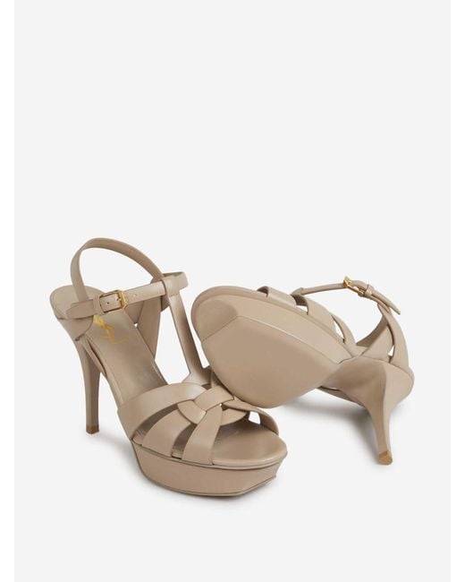 Saint Laurent Natural Tribute Heeled Sandals