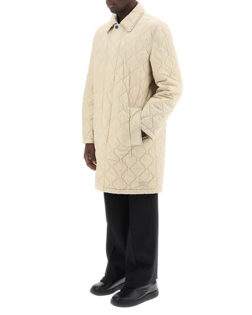 Burberry Natural Quilted Nylon Midi Car Coat With for men
