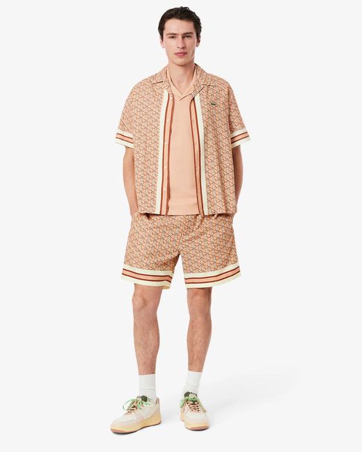 Lacoste Natural Bermuda Con Monogramma Arancione for men