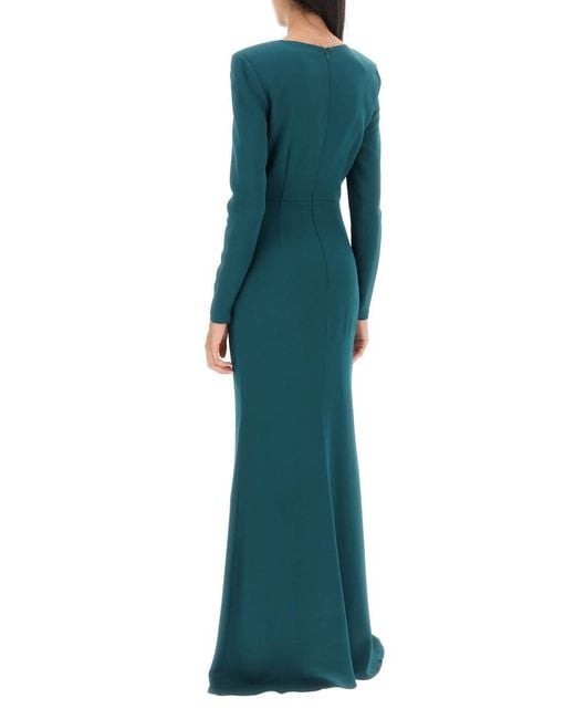 Roland Mouret Green Maxi Dress With Plunging Neckline