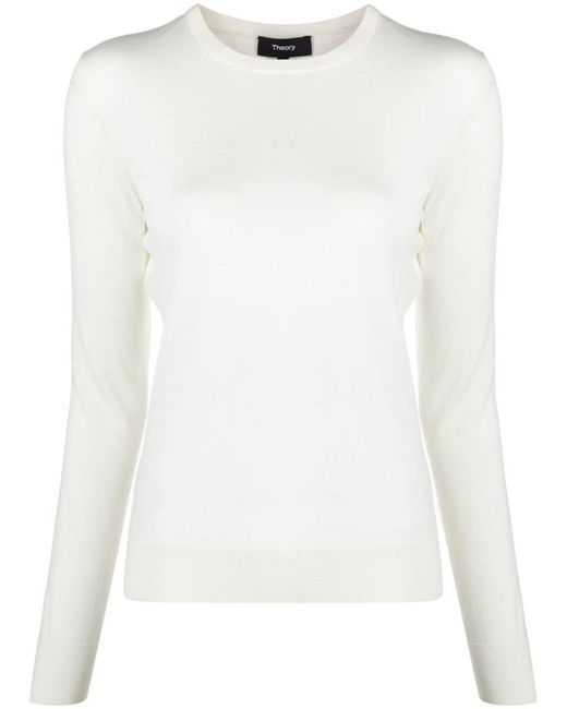 Theory White Crew Neck Pullover