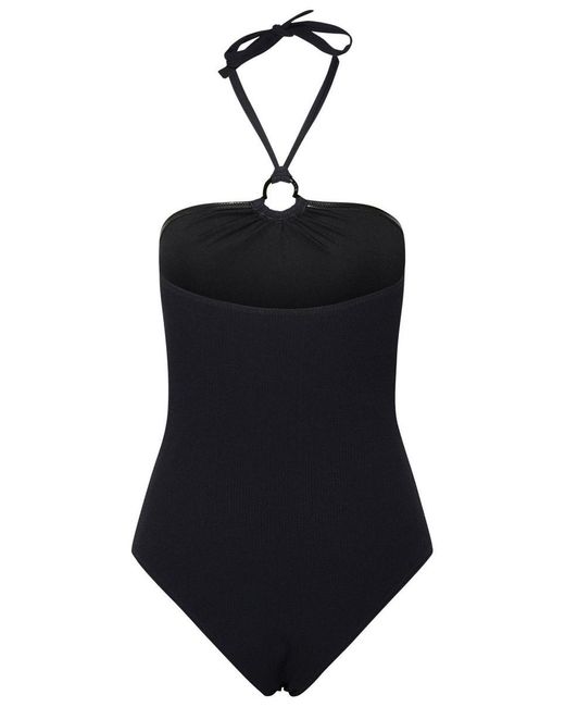 Moncler Blue Black Polyamide Blend One-piece Swimsuit