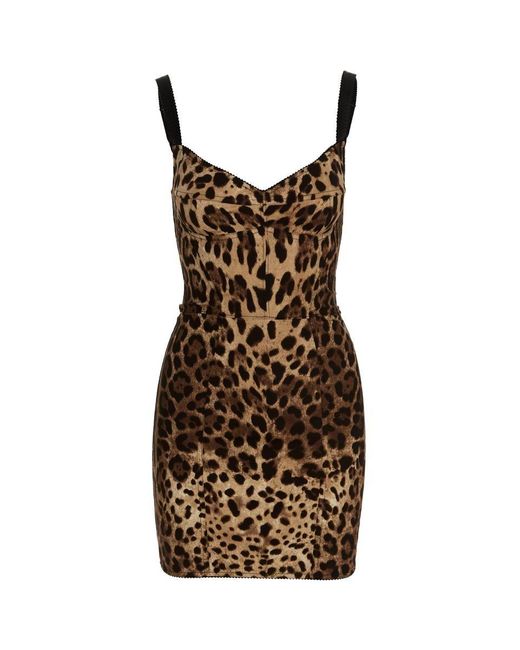 Dolce & Gabbana Animal Print Dress in Brown | Lyst