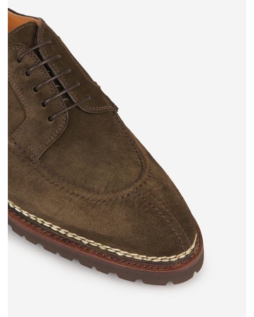 Bontoni Brown Magnifico Suede Shoes for men