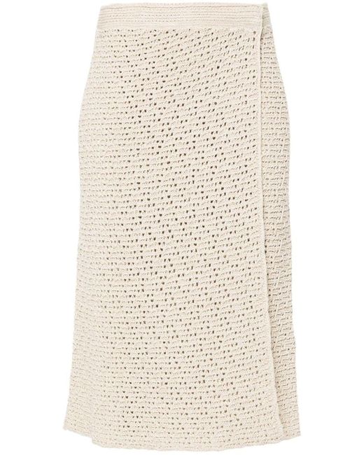 Bottega Veneta Natural Crochet Cotton Midi Skirt