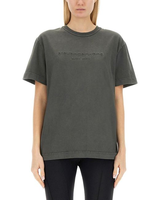 Alexander Wang Gray T-Shirt With Embossed Logo