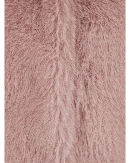 Plain Pink Fake Fox Fur Jacket