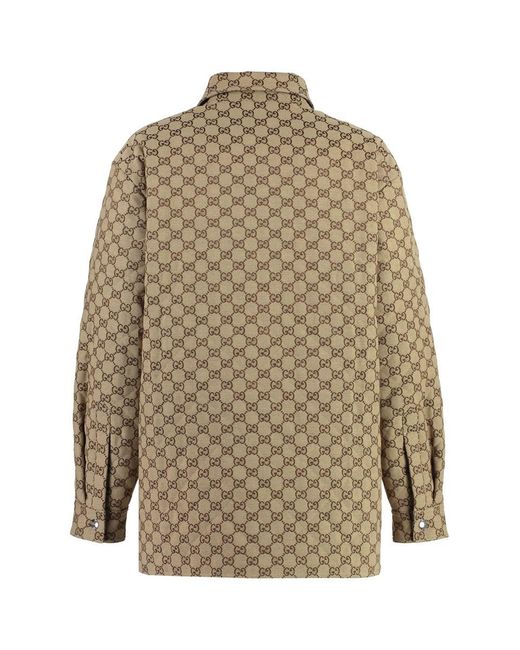 Gucci Brown Cotton Shirt Model Jacket