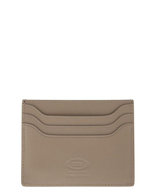 Tod's Gray Leather Card Holder With Logo for men