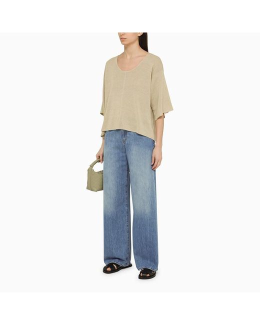 The Row Natural Linen Crew Neck Sweater