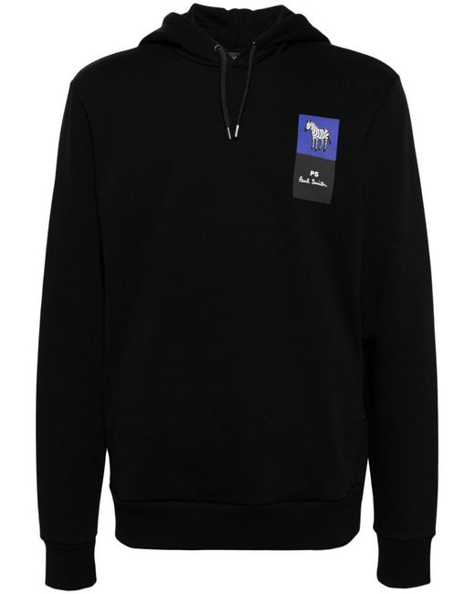 PS by Paul Smith Black Logo-Print Organic Cotton Hoodie for men