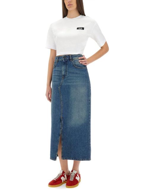 MSGM White Cropped Tshirt