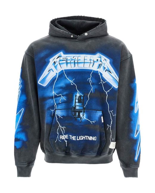 Represent Blue Vintage Cotton Hoodie Metallica Ride The Lightning for men