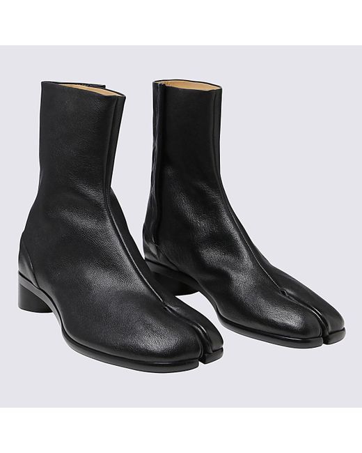 Maison Margiela Black Leather Tabi Boots for Men | Lyst