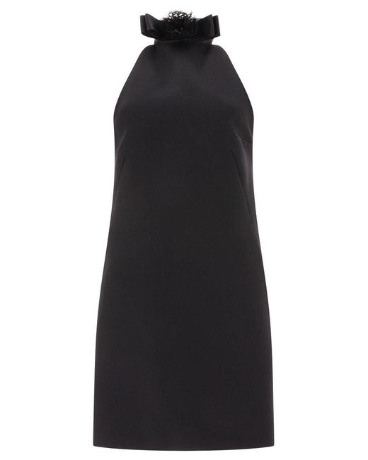 Dolce & Gabbana Black Short Woolen Dress With Rear Neckline