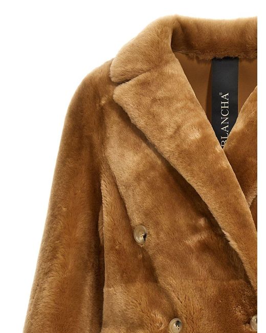 Blancha Natural 'merino Straight' Long Fur Coat