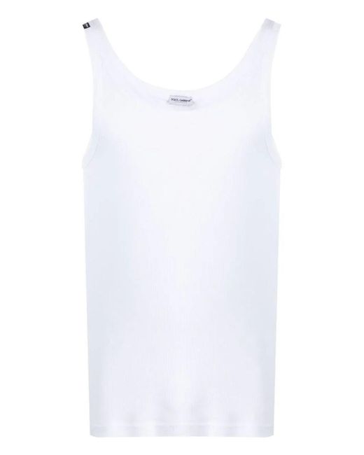 Dolce & Gabbana White Marcello Ribbed-Knit Tank Top for men