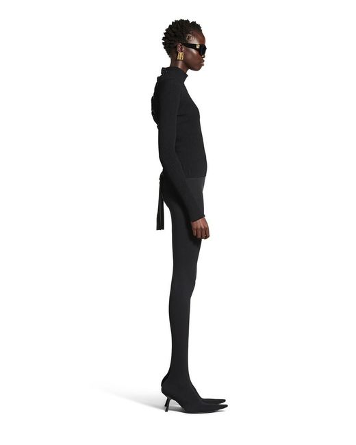 Balenciaga Black Ribbed Sweater With Laces