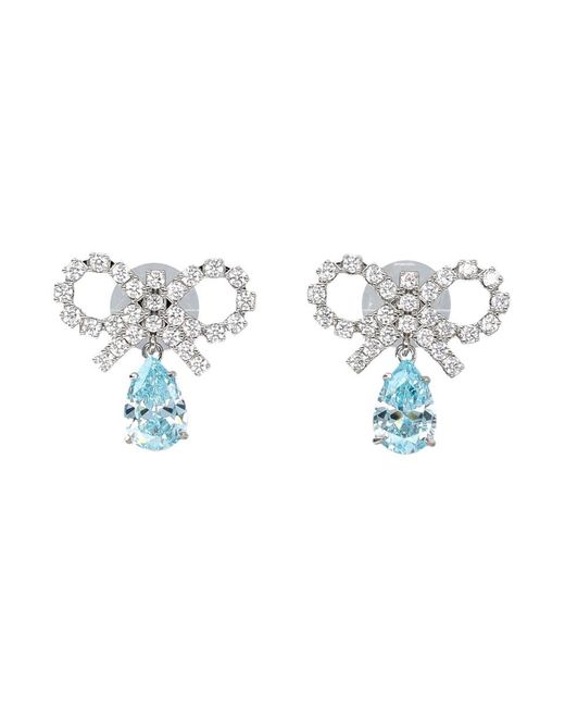 Self-Portrait Blue Micro Bow Droplet Earrings