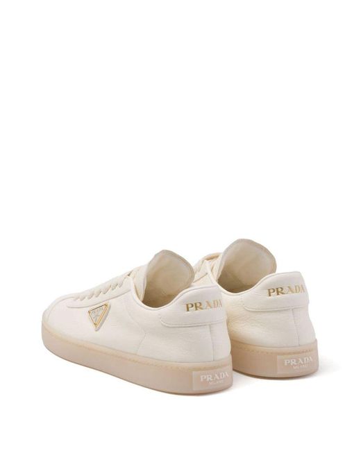 Prada White Leather Low-Top Sneakers