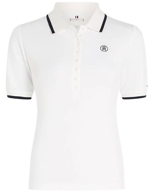 Tommy Hilfiger White Slim Smd Tipping Lyocell Polo Ss