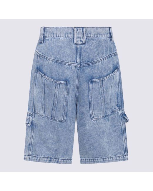 Isabel Marant Blue Cotton Denim Cargo Shorts for men