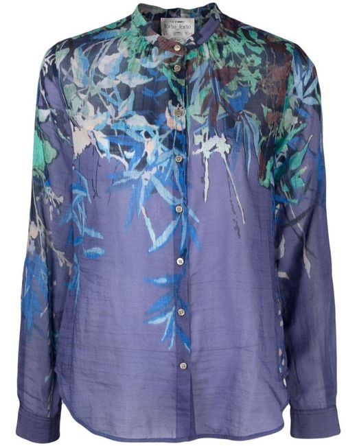 Forte Forte Blue Forte_forte Printed Cotton And Silk Blend Shirt