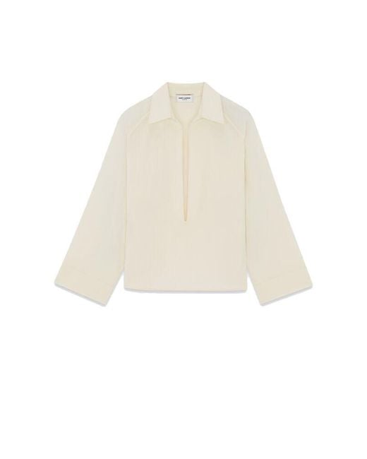 Saint Laurent White Vareuse Shirt In Cotton And Linen for men