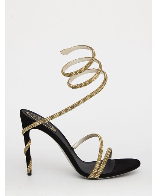 Rene Caovilla Leather Margot Jewel Sandals in Gold (White) | Lyst