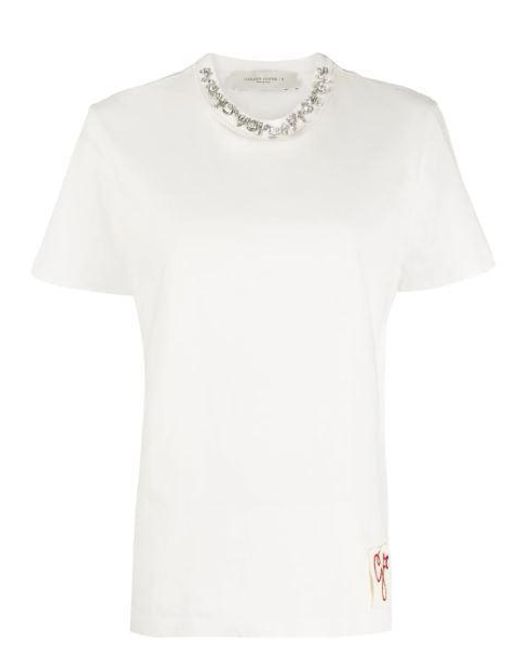 Golden Goose Deluxe Brand White Rhinestone-embellished Cotton T-shirt