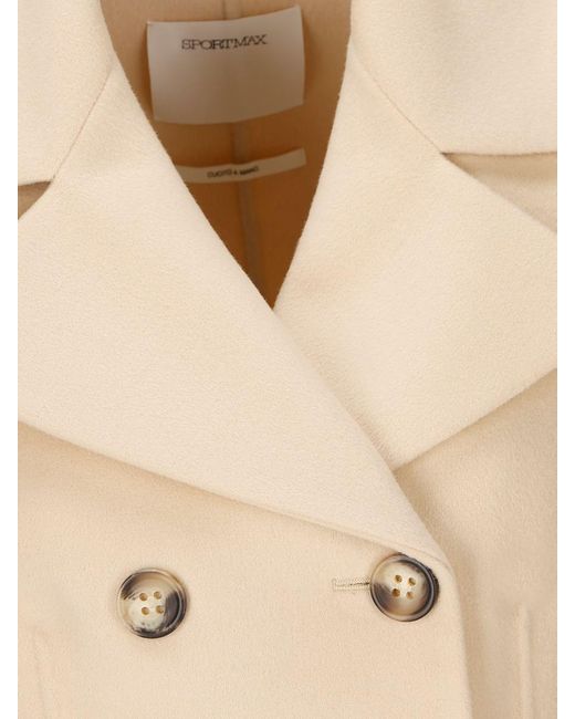 Sportmax Natural Double-breasted Long-sleeved Coat