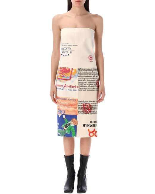 MARINE SERRE White Regenerated Tote Bags Bustier Dress
