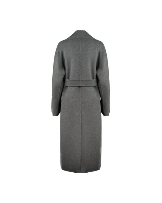 Max Mara Gray Double-Breasted Wool Coat