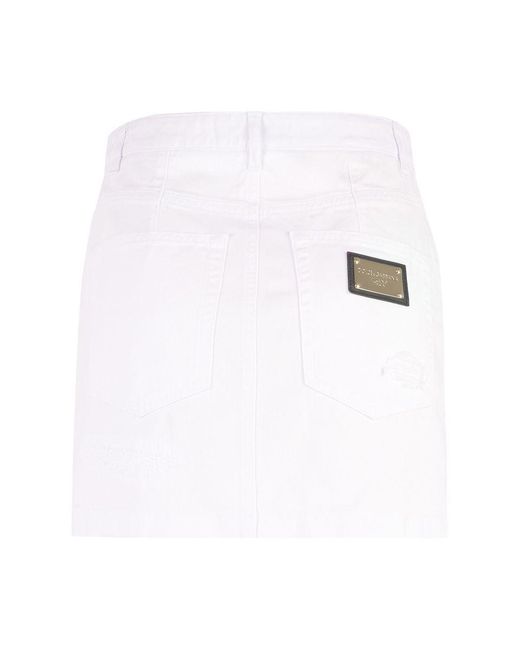 Dolce & Gabbana White Denim Mini Skirt