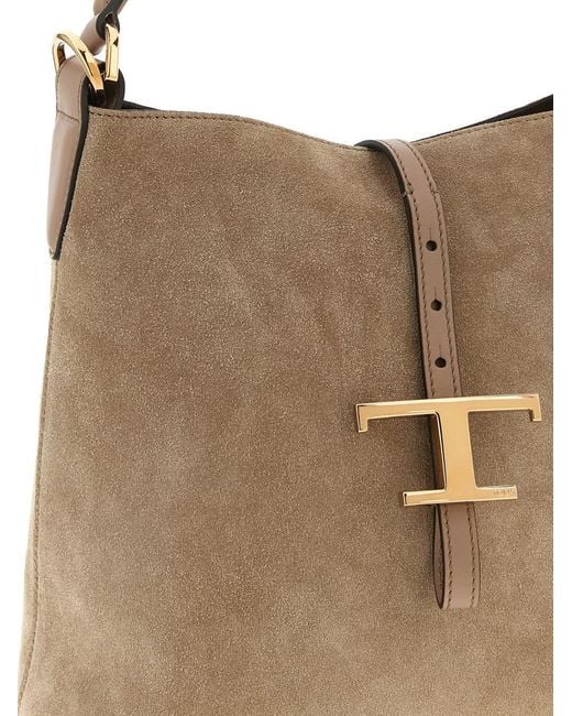 Tod's Brown 'T Timeless' Mini Bucket Bag