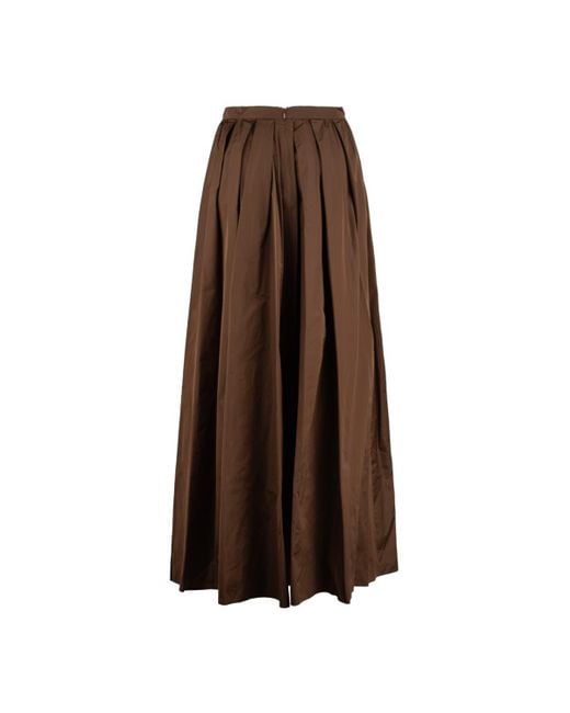 Max Mara Brown Silk Taffeta Long Skirt