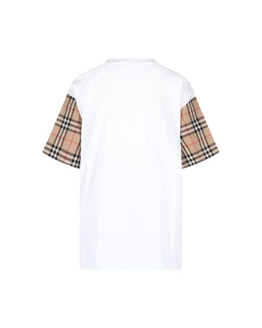 Burberry White 'vintage Check' Sleeved T-shirt