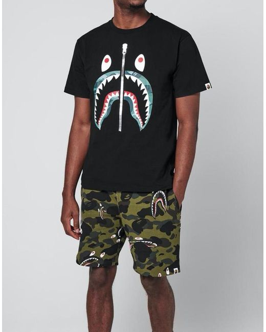 A Bathing Ape Shark 1st Camo Wide Shorts in Gray for Men | Lyst