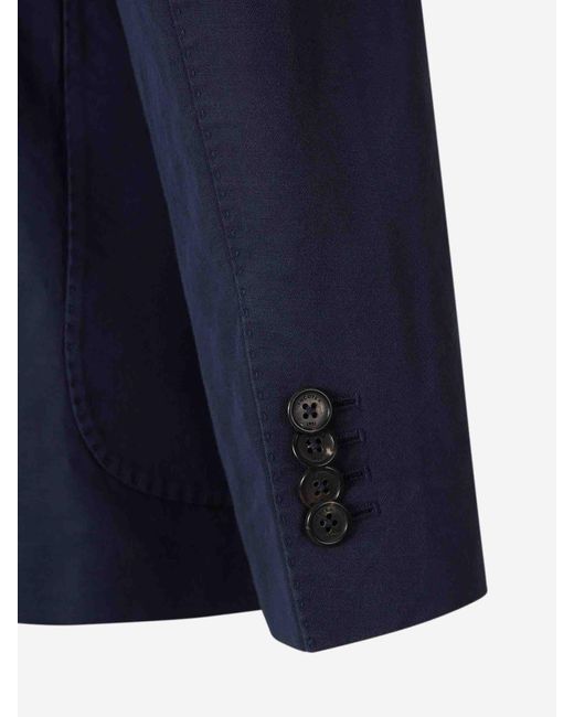 Incotex Blue Plain Linen Suit for men