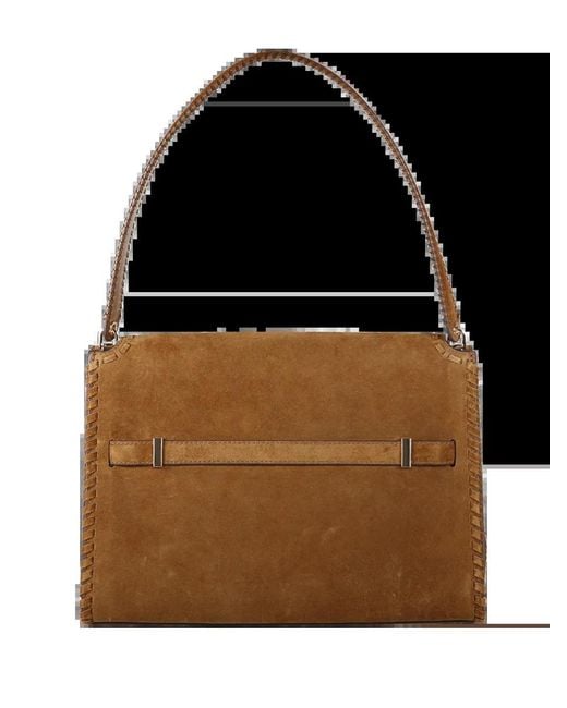 Tory Burch Brown Lee Radziwill Suede Large Shoulder Bag